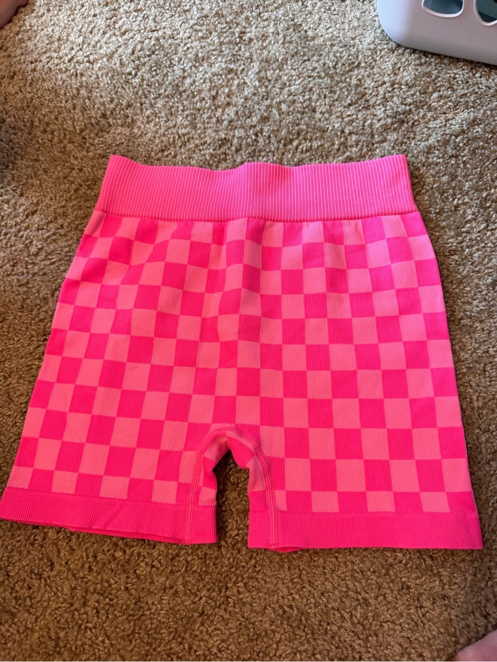 Girls' Pink Checkerboard Stretch Bike Shorts